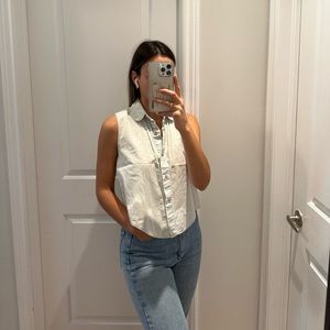 American Apparel denim sleeveless button up